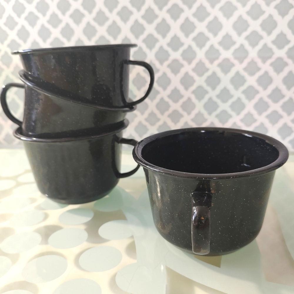 Porcelain Enamel Black & White Splatter 9 Oz Mug Cup Texsport